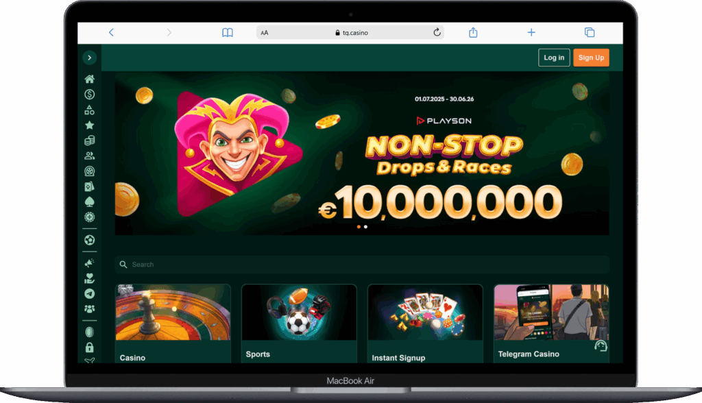 Главная страница крипто казино TG.Casino