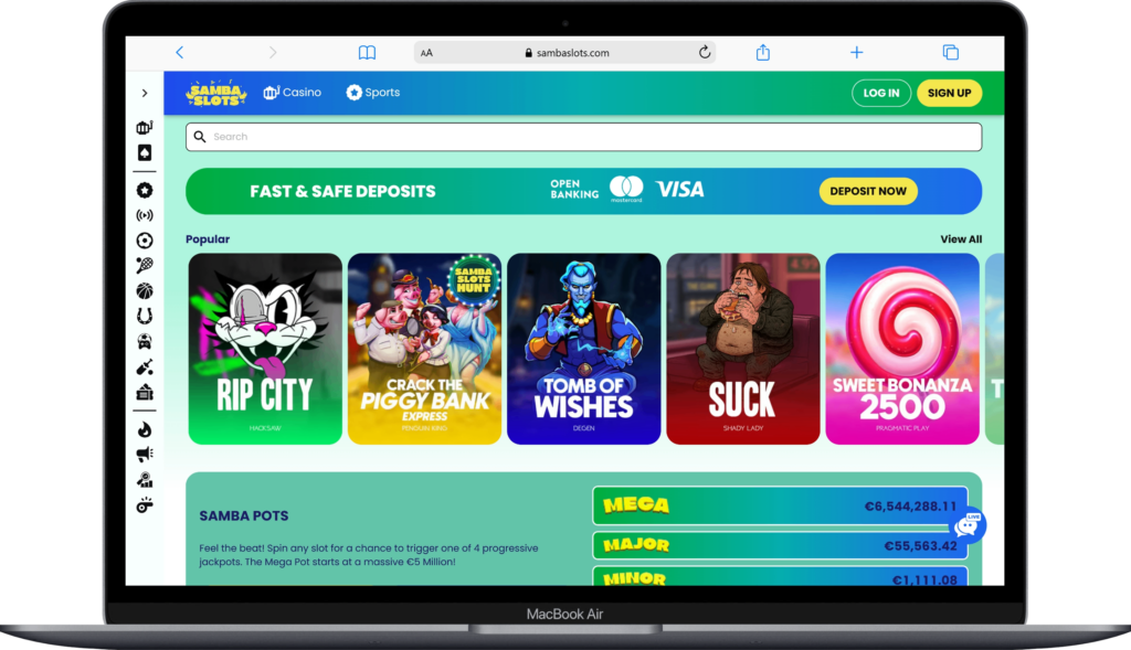 Главная страница крипто казино Samba Slots